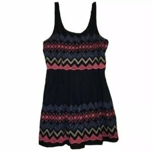 Want and Need Womens Dress Size XL Scoop Neck Navy Blue Embroidered Dress Casual